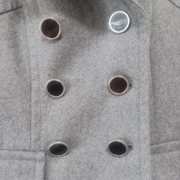 Express Grey Winter Wool button Pea  Coat Size Xs - Picture 5 of 9